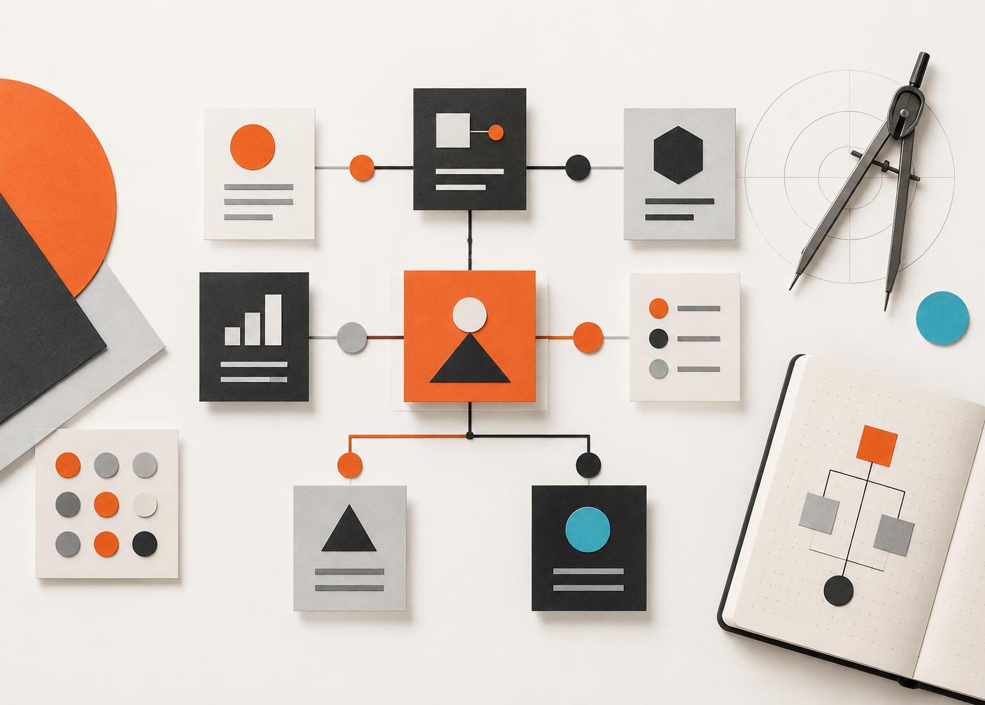 An illustrated learning architecture connecting curriculum modules and outcomes